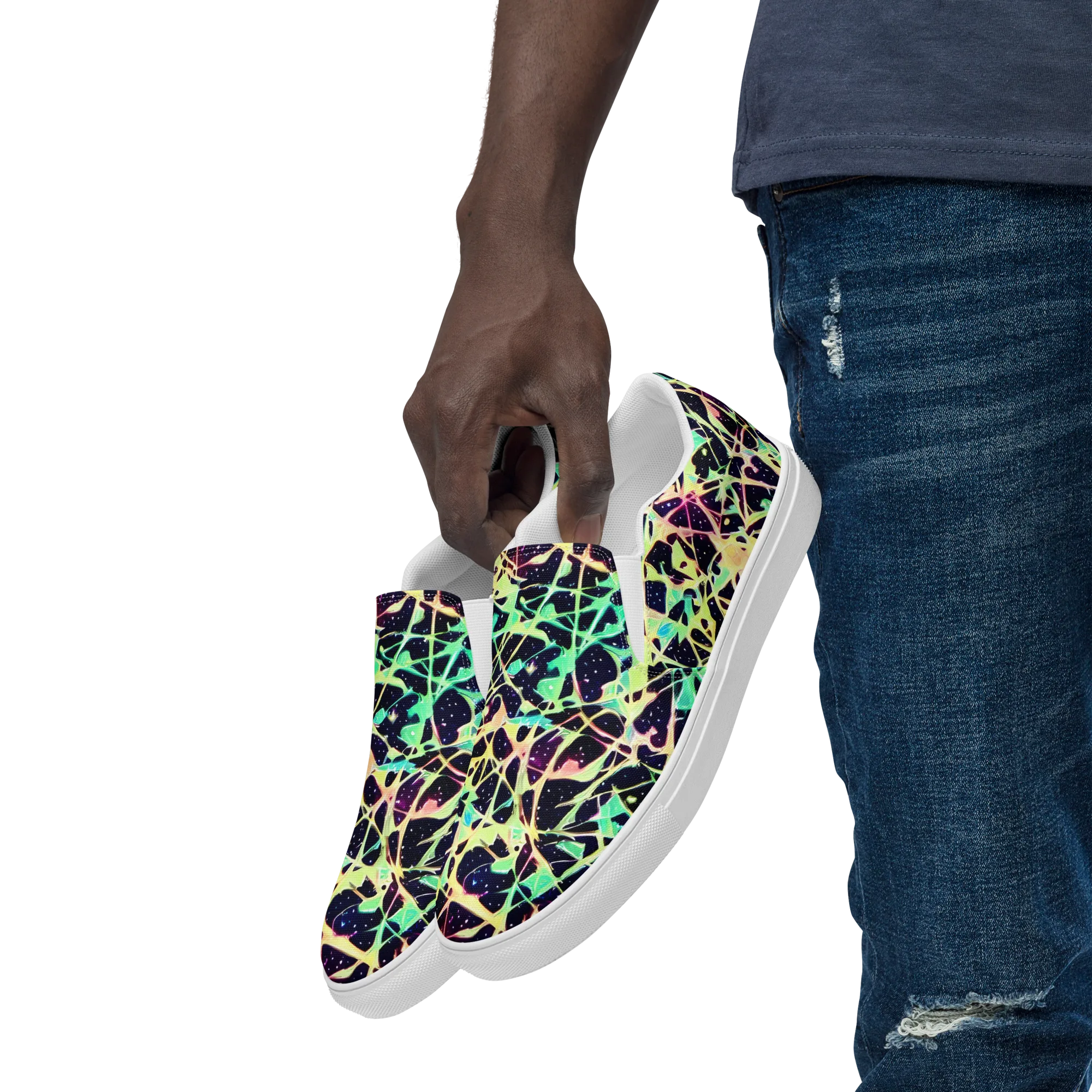 Astral Thicket on Men's Slip-On Canvas Shoes — Left Front