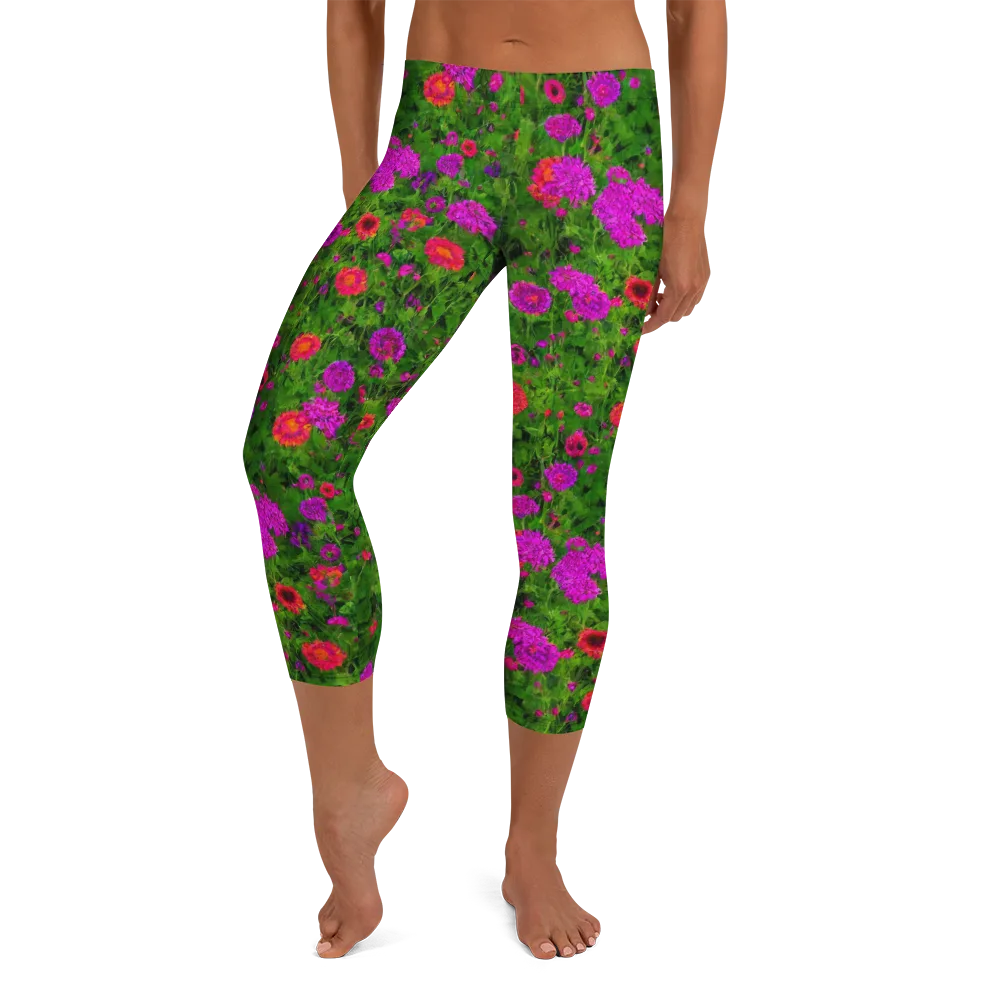 Electric Garden on Capri Leggings — Front