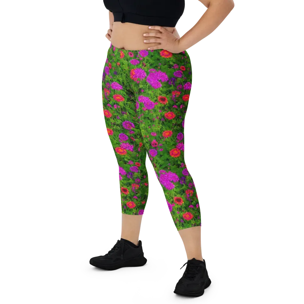 Electric Garden on Capri Leggings — Front