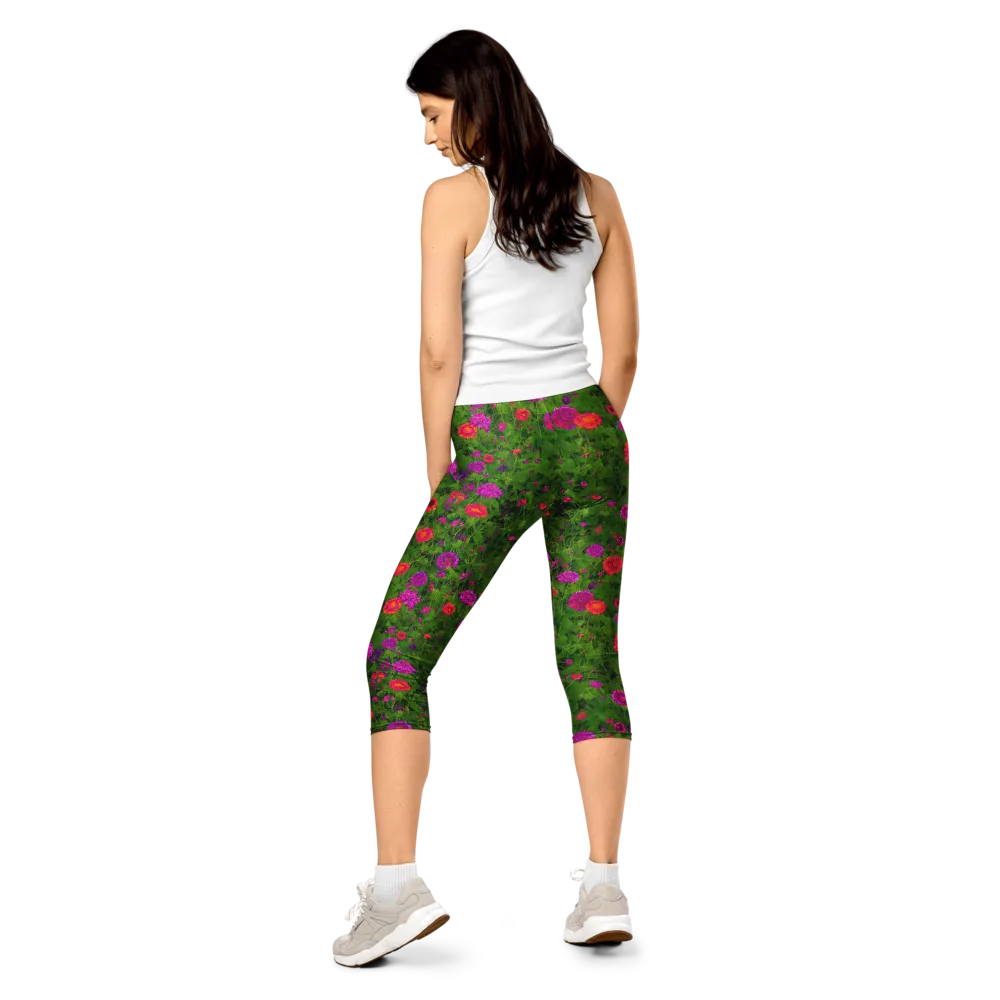 Electric Garden on Capri Leggings — Back