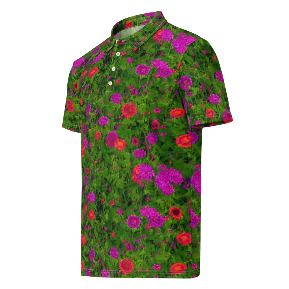 Electric Garden on Men's Slim Fit Polo Shirt — Left Front