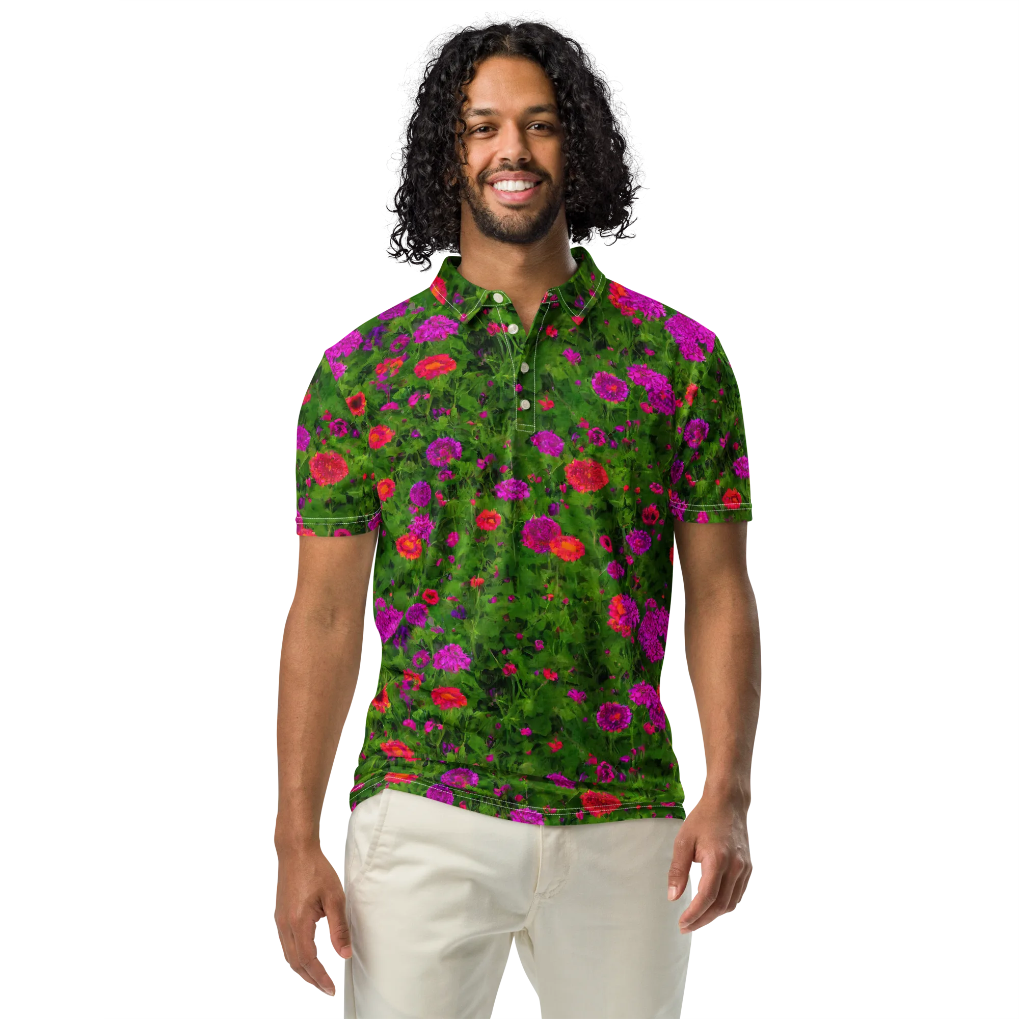 Electric Garden on Men's Slim Fit Polo Shirt — Front