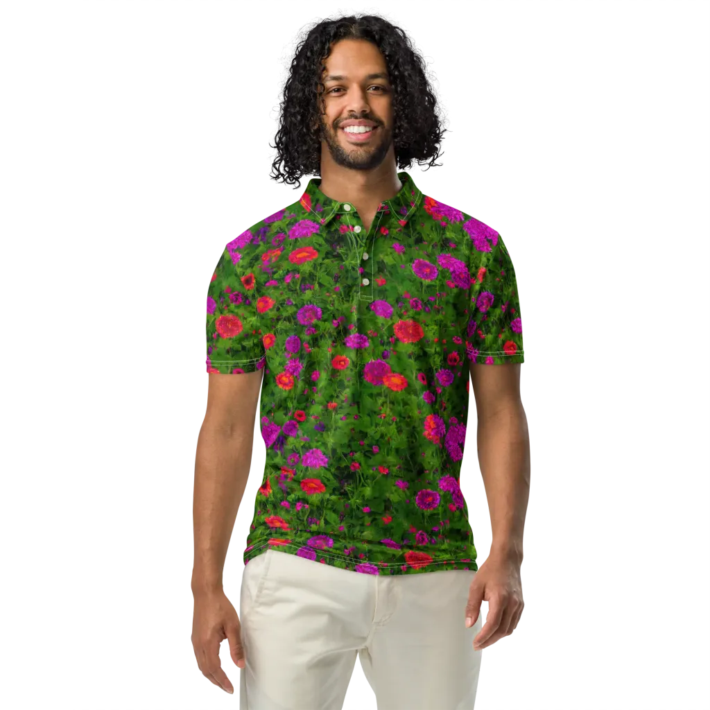 Electric Garden on Men's Slim Fit Polo Shirt — Front
