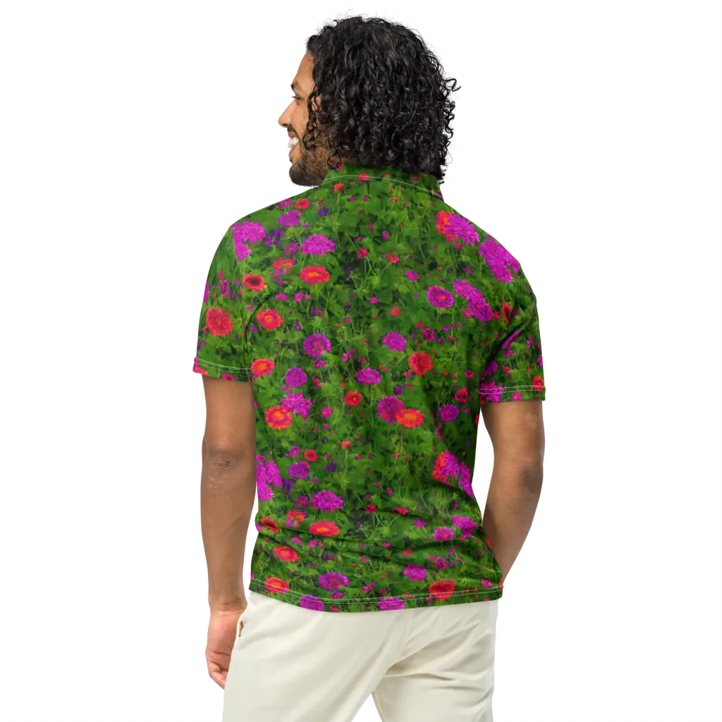 Electric Garden on Men's Slim Fit Polo Shirt — Back