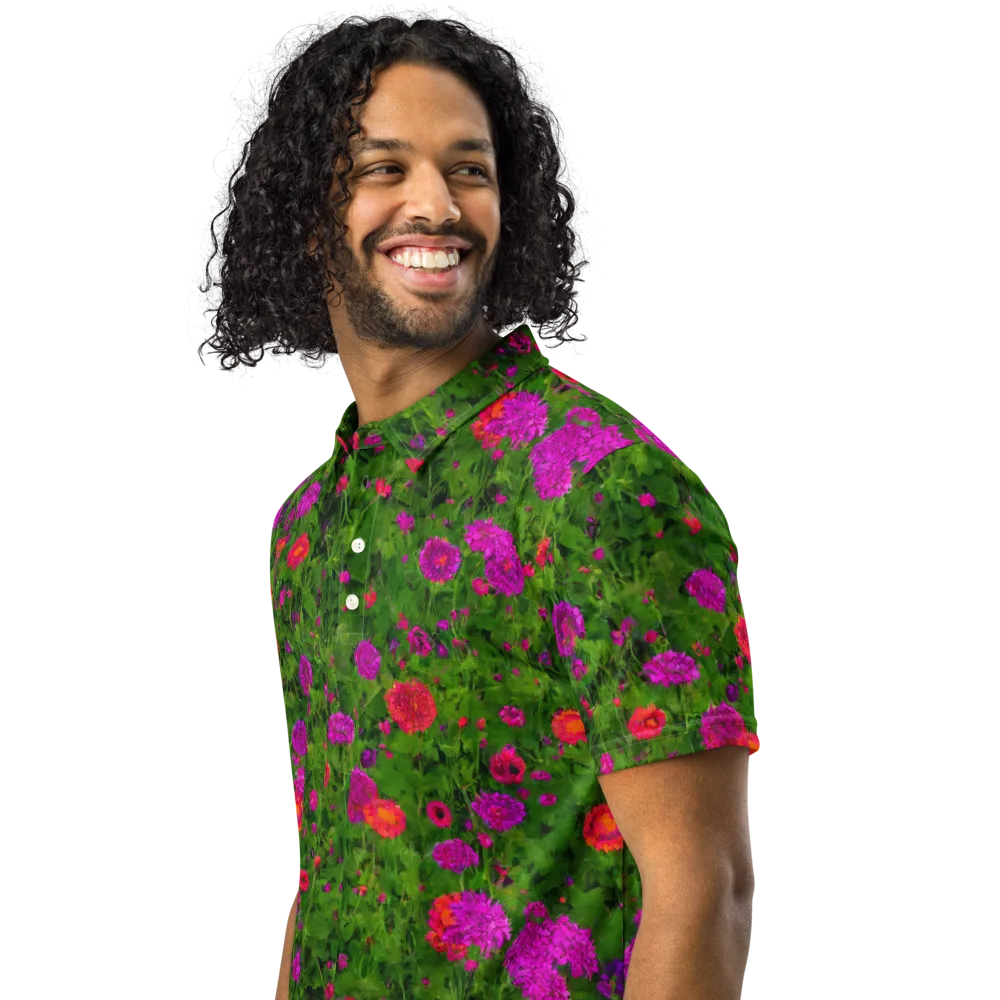 Electric Garden on Men's Slim Fit Polo Shirt — Left Front