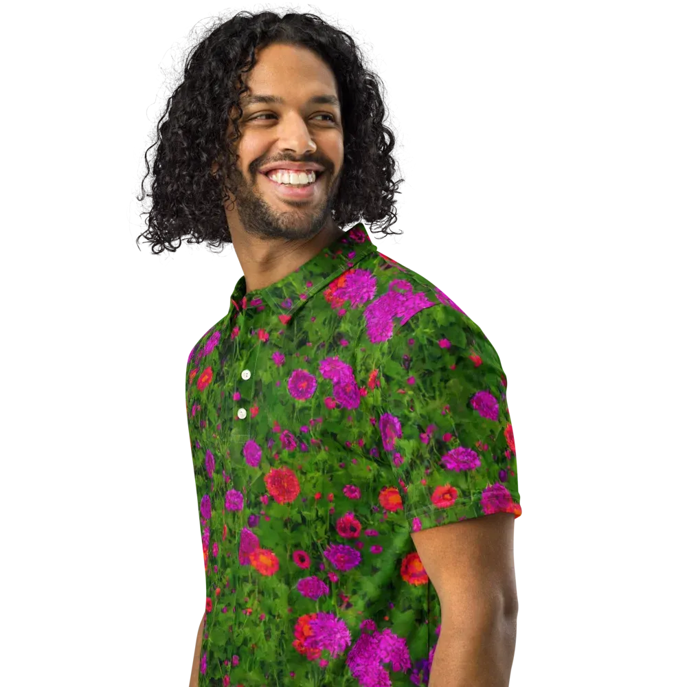 Electric Garden on Men's Slim Fit Polo Shirt — Left Front