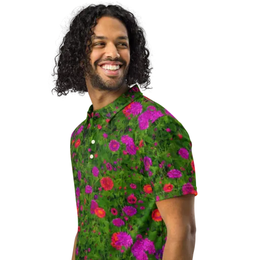 Electric Garden on a Men's Slim Fit Polo Shirt