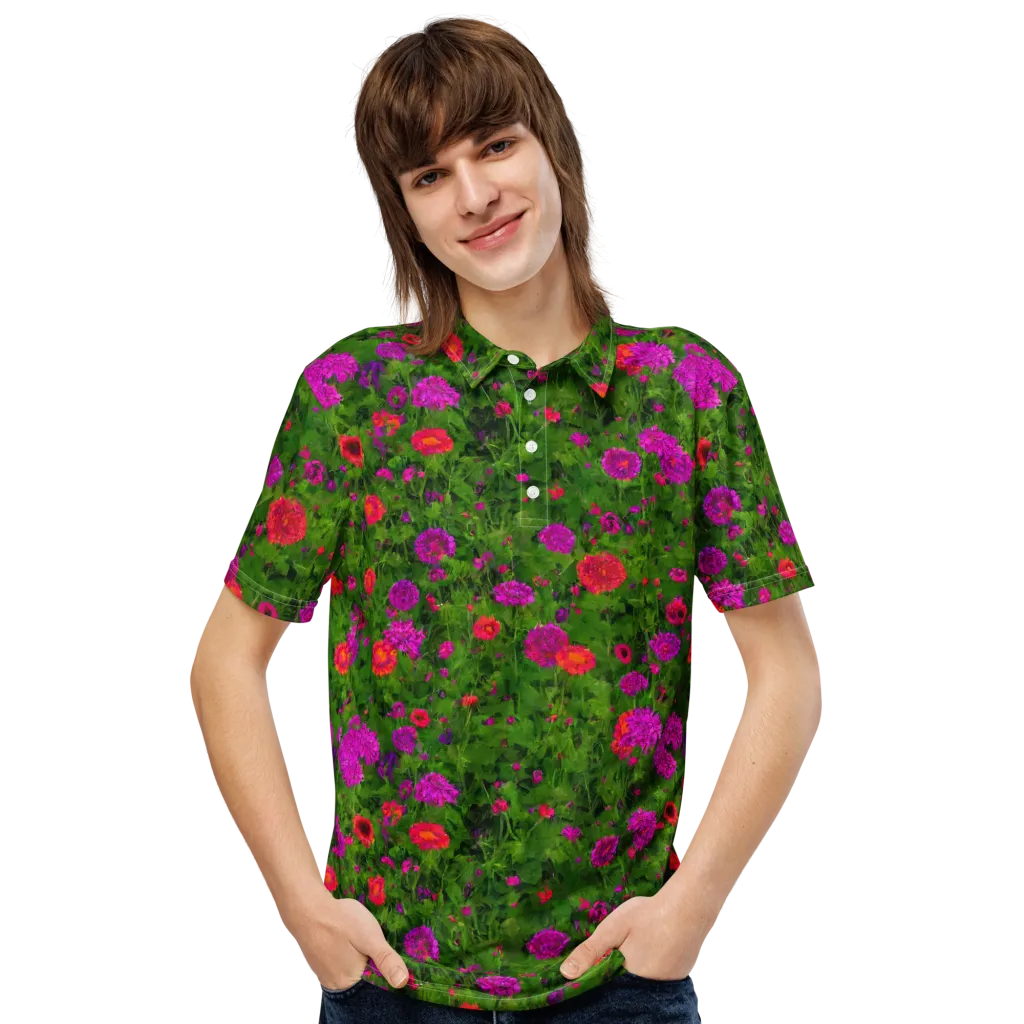 Electric Garden on Men's Slim Fit Polo Shirt — Front