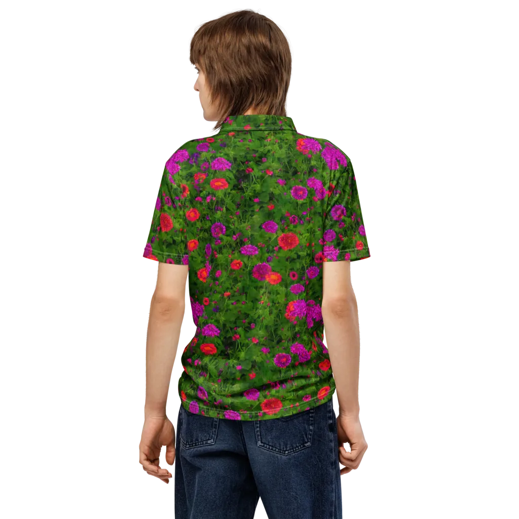 Electric Garden on Men's Slim Fit Polo Shirt — Back