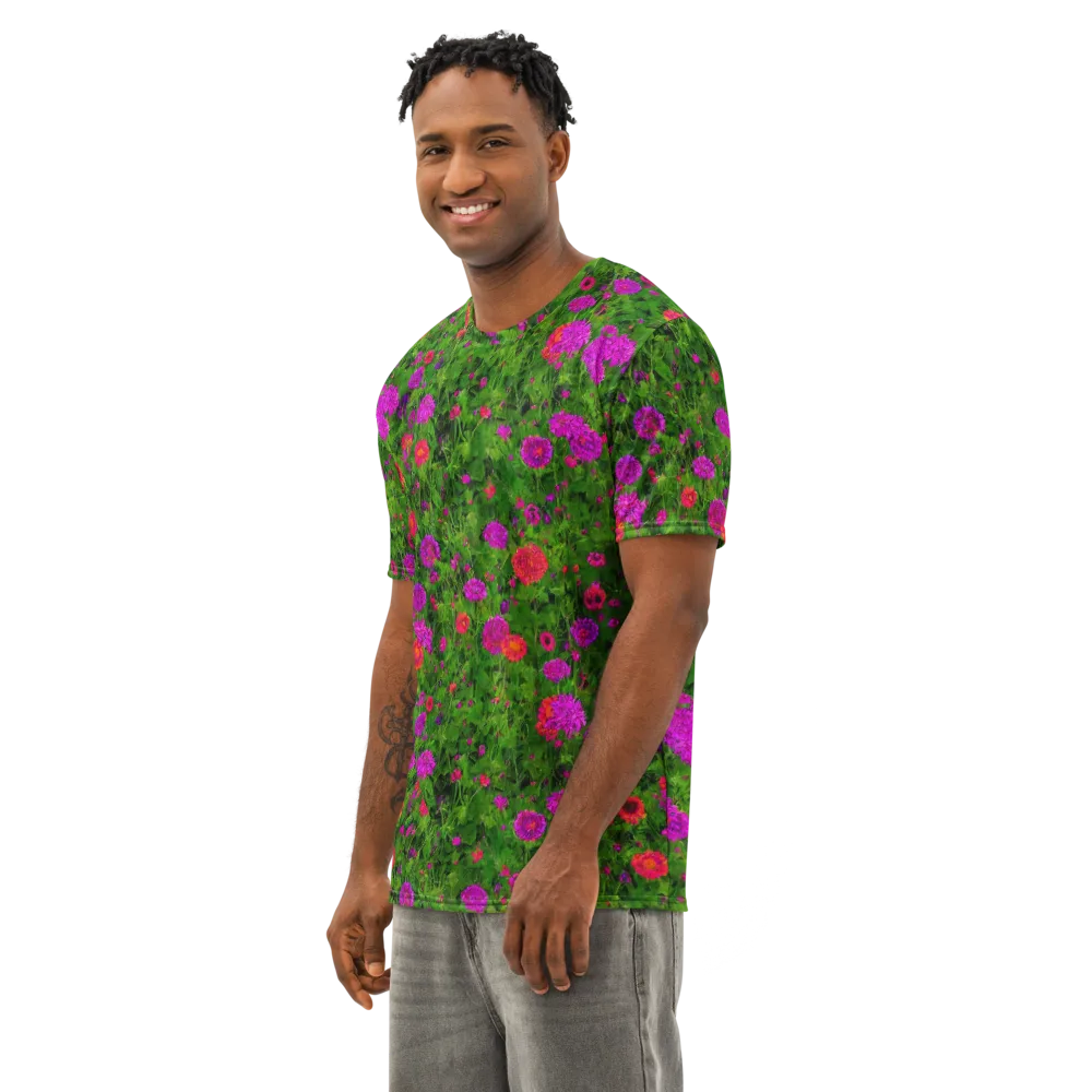 Electric Garden on Men's Cotton Crew Neck T-Shirt — Left Front