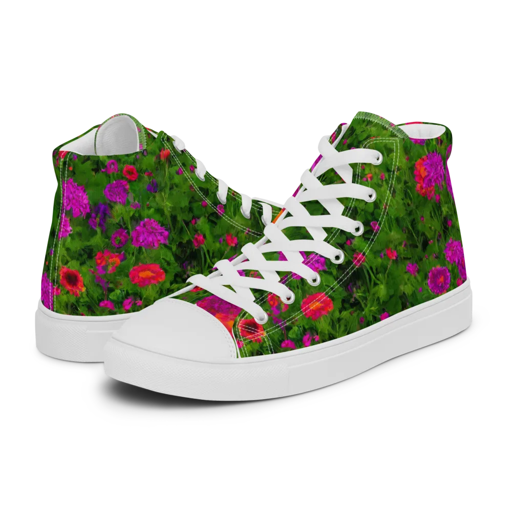 Electric Garden on Men's High Top Canvas Shoes — Left
