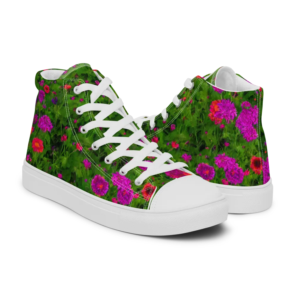 Electric Garden on Men's High Top Canvas Shoes — Right