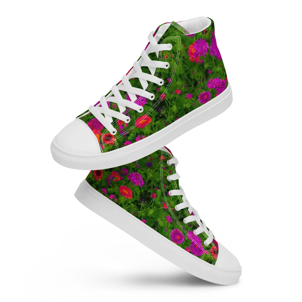 Electric Garden on Men's High Top Canvas Shoes — Front