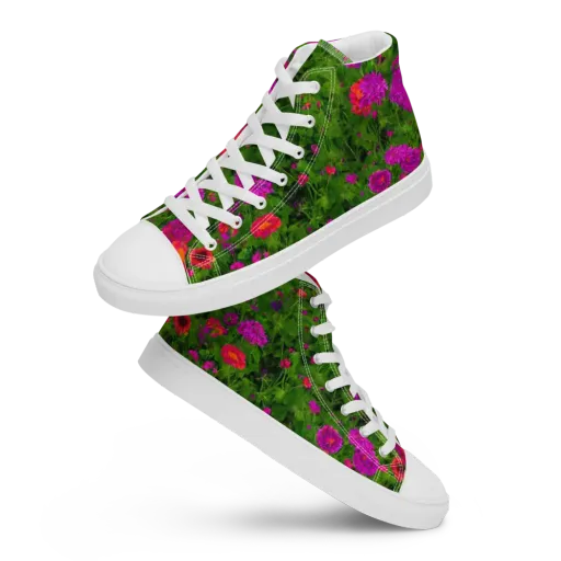 Electric Garden on a Men's High Top Canvas Shoes