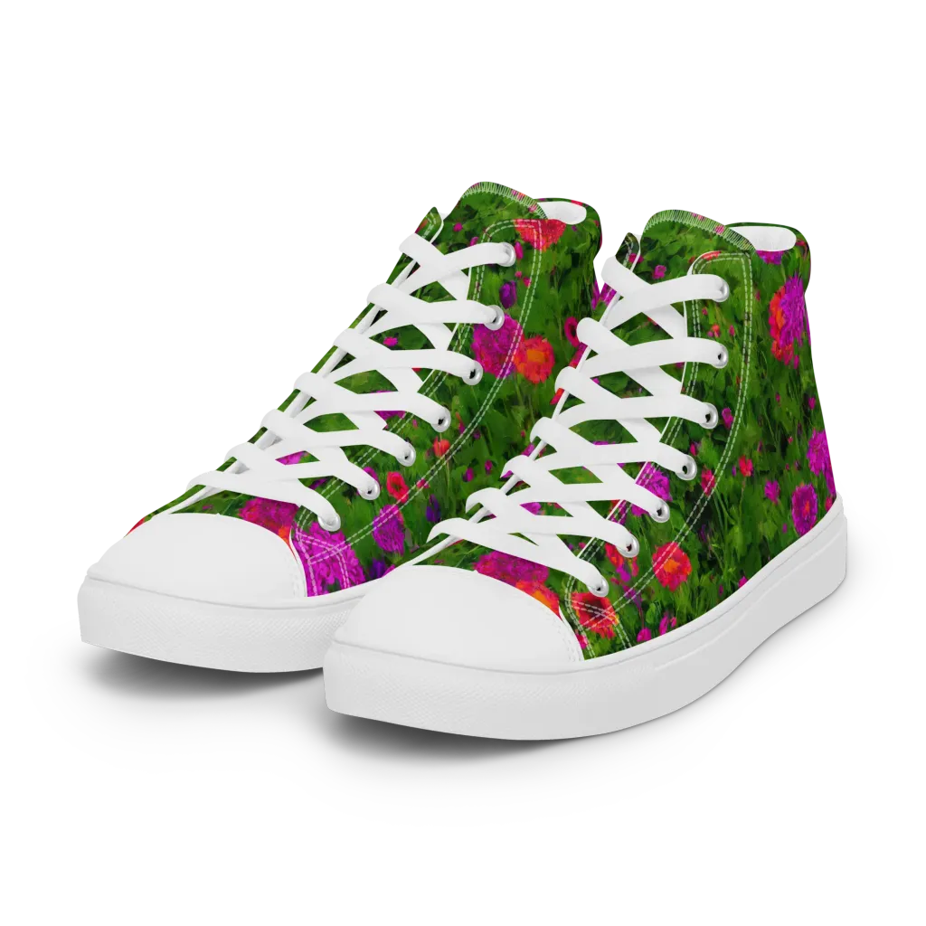 Electric Garden on Women's High Top Canvas Shoes — Left Front