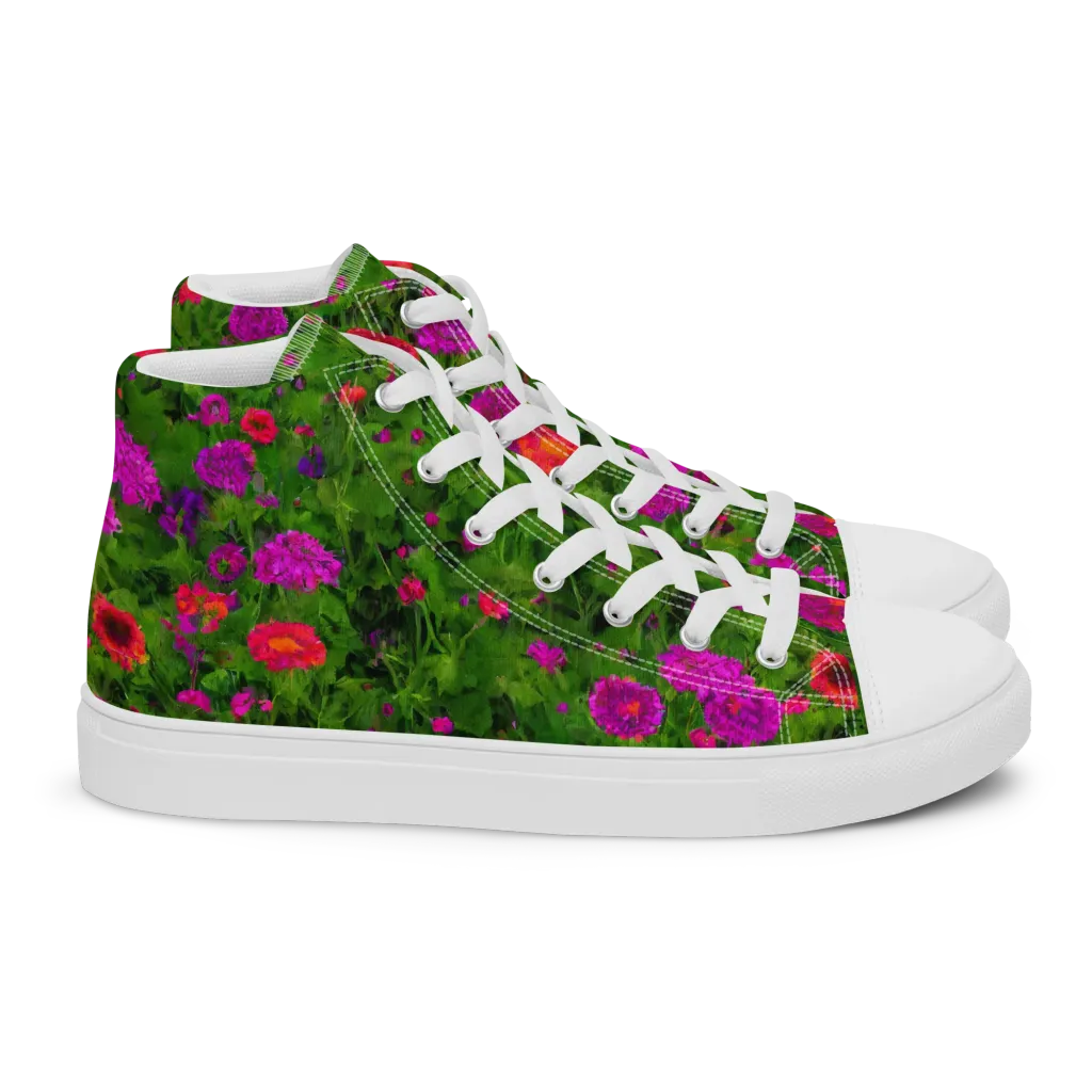 Electric Garden on Women's High Top Canvas Shoes — Right