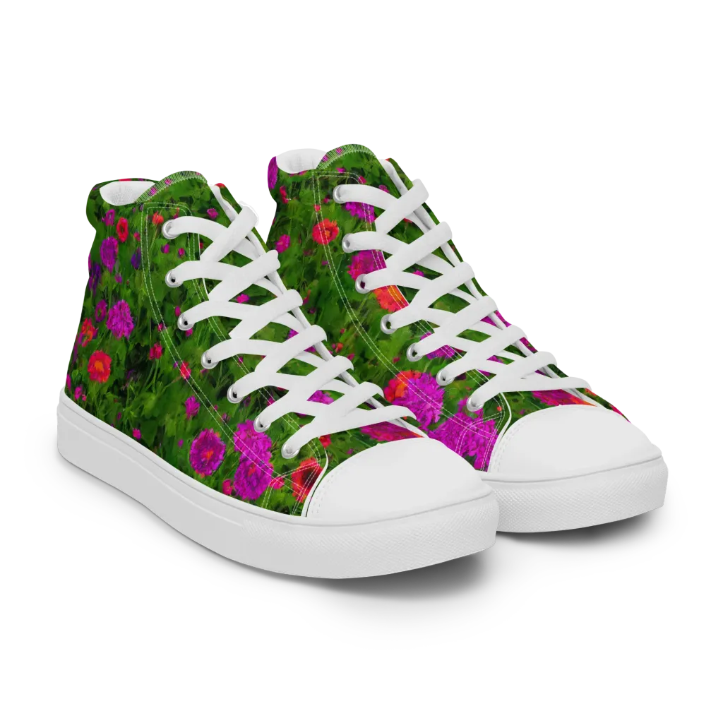 Electric Garden on Women's High Top Canvas Shoes — Right Front