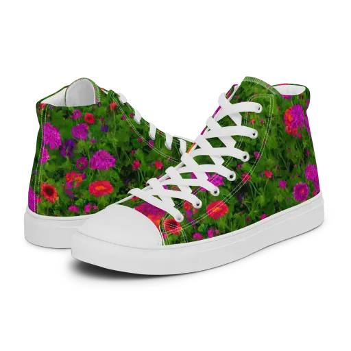 Electric Garden on a Women's High Top Canvas Shoes