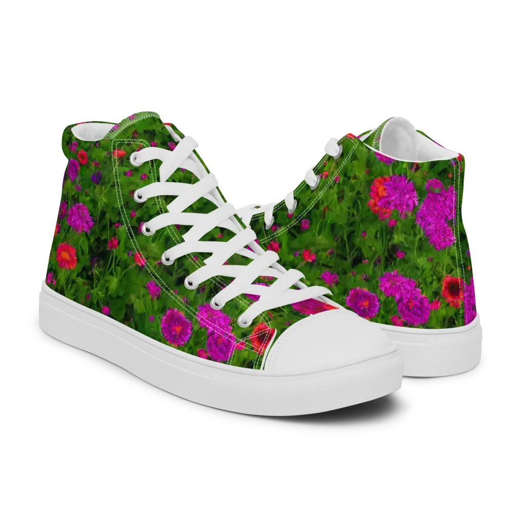 Electric Garden on Women's High Top Canvas Shoes — Right