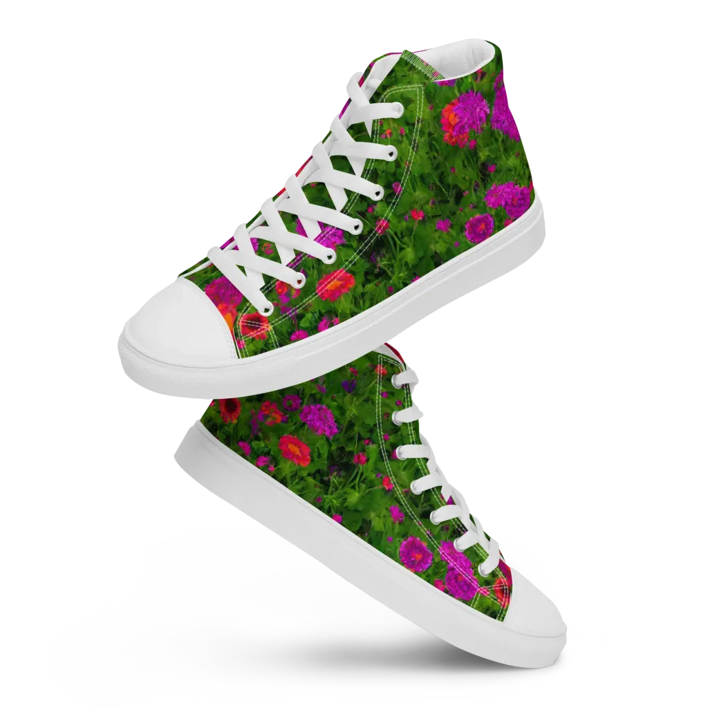 Electric Garden on Women's High Top Canvas Shoes — Front