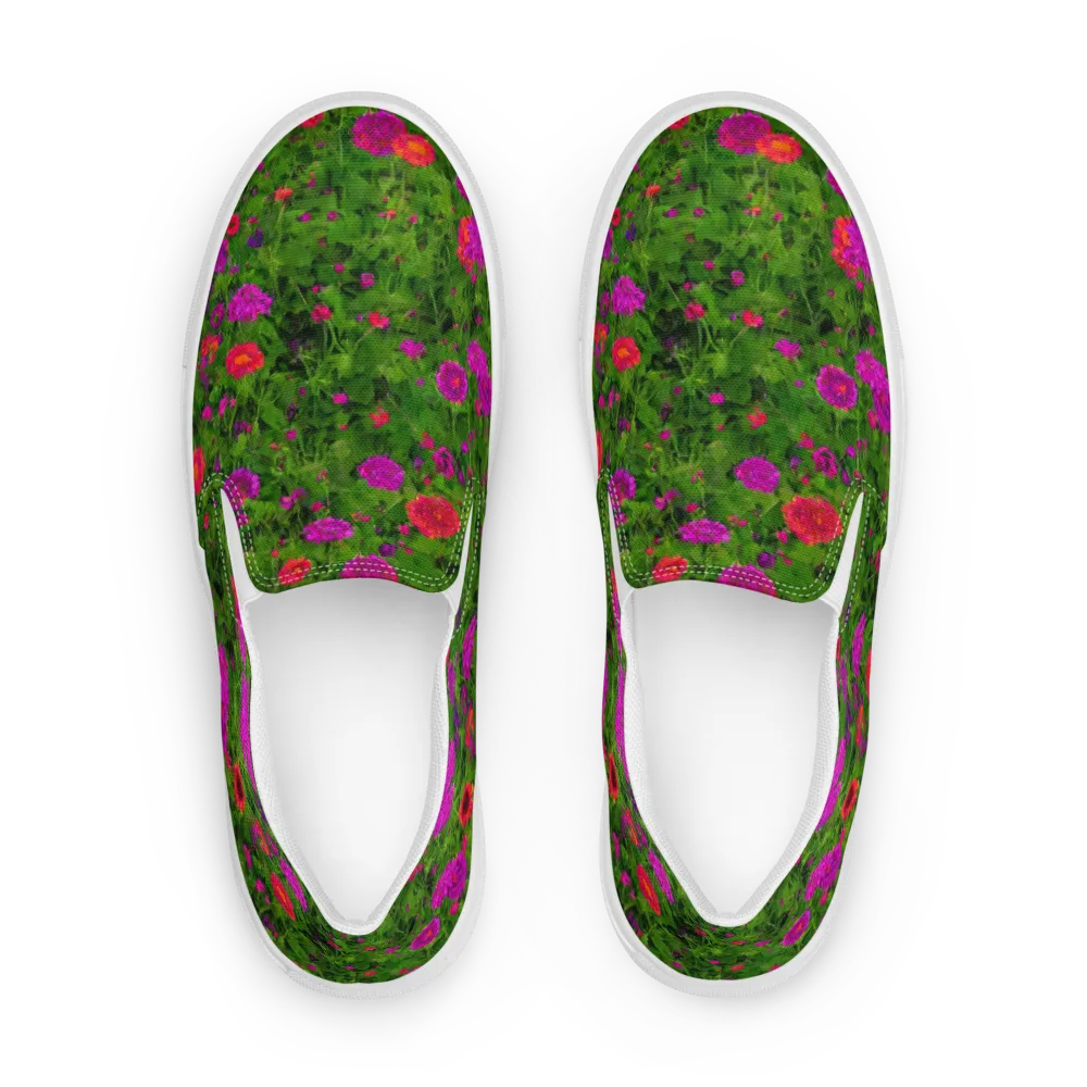 Electric Garden on Men's Slip-On Canvas Shoes — Front