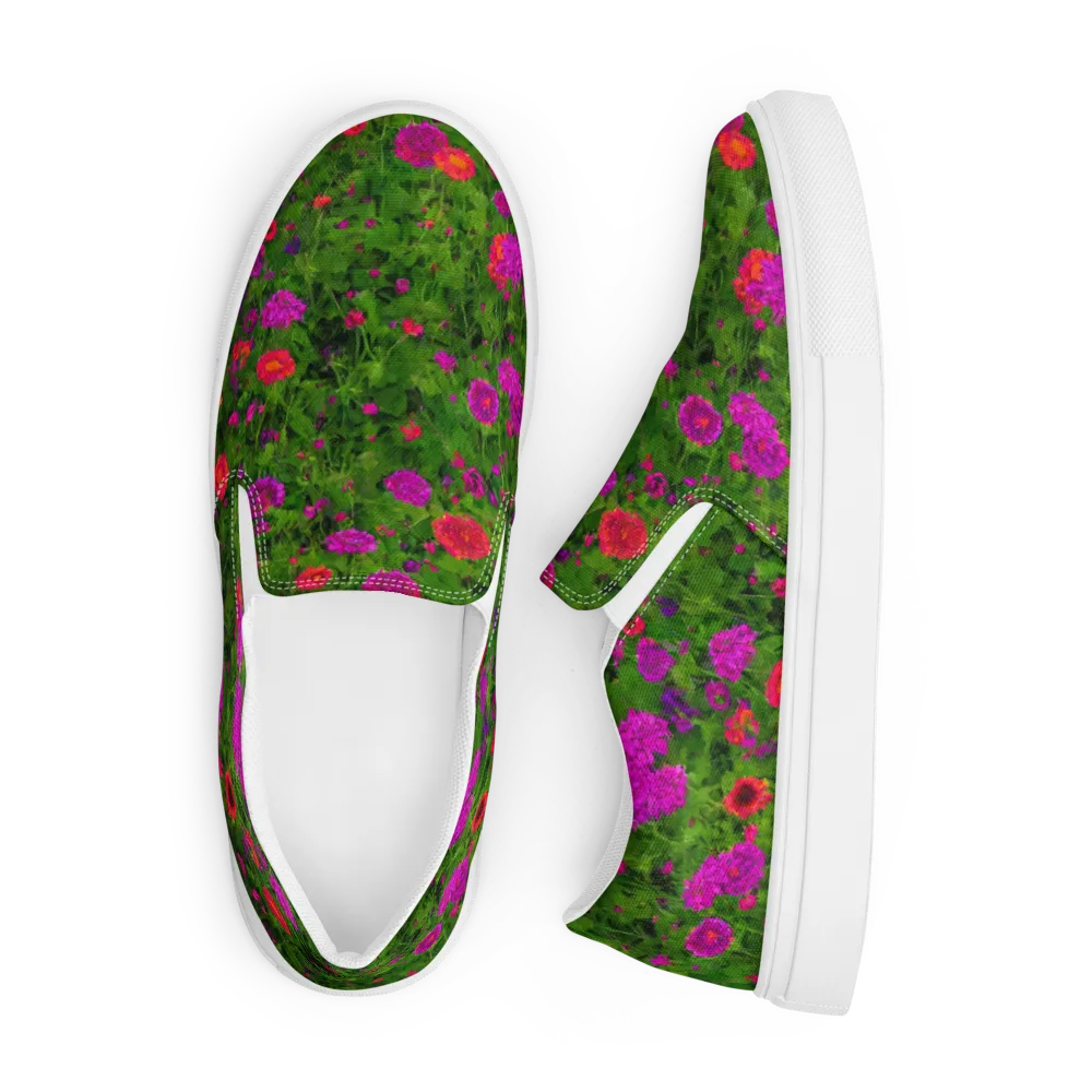 Electric Garden on Men's Slip-On Canvas Shoes — Front