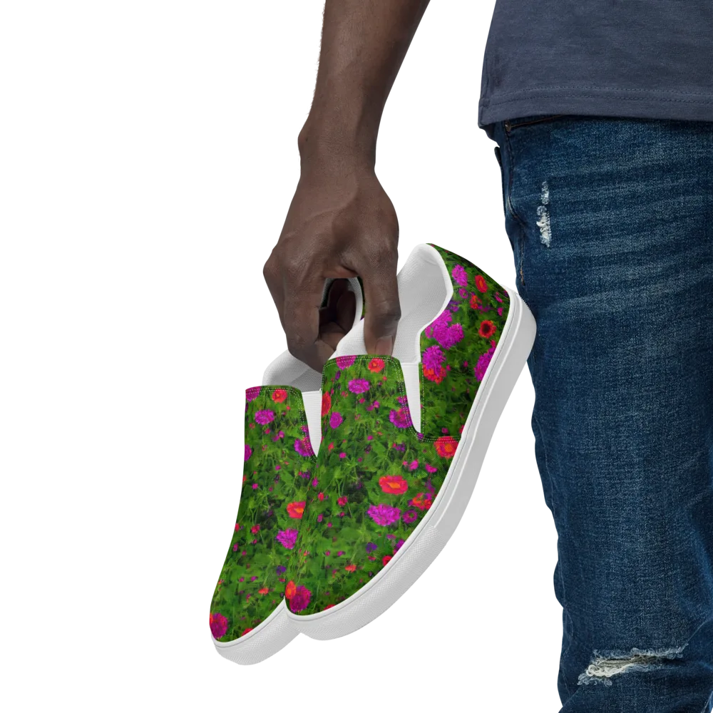Electric Garden on Men's Slip-On Canvas Shoes — Left Front