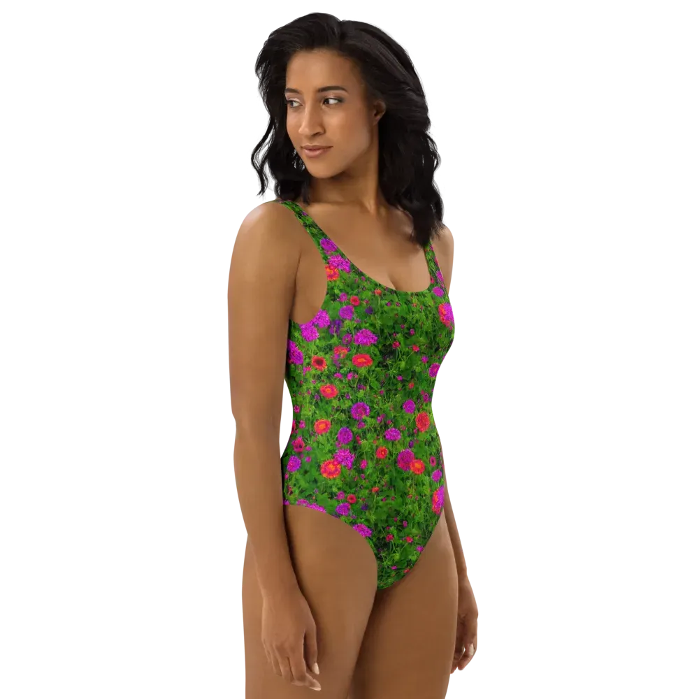 Electric Garden on One-Piece Swimsuit — Right