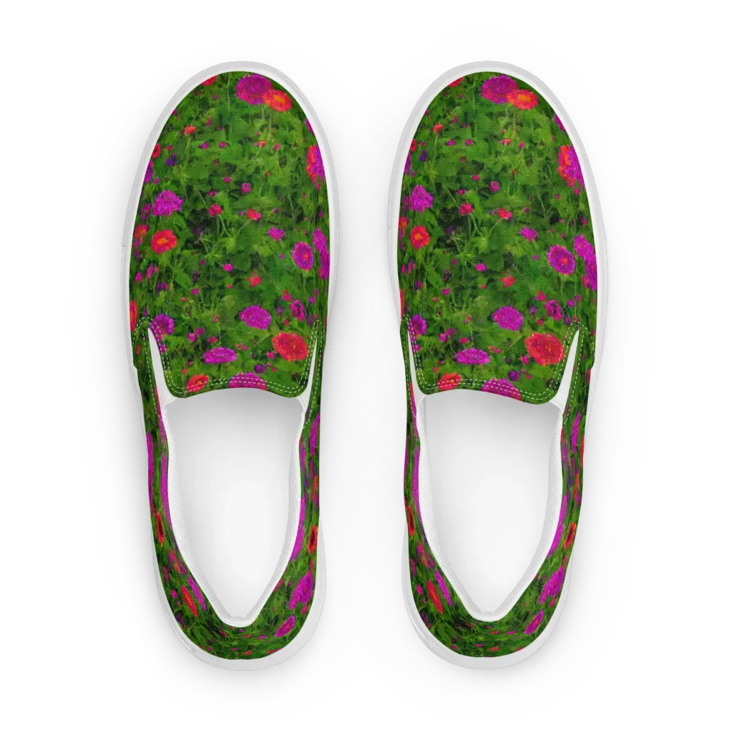 Electric Garden on Women's Slip-On Canvas Shoes — Front