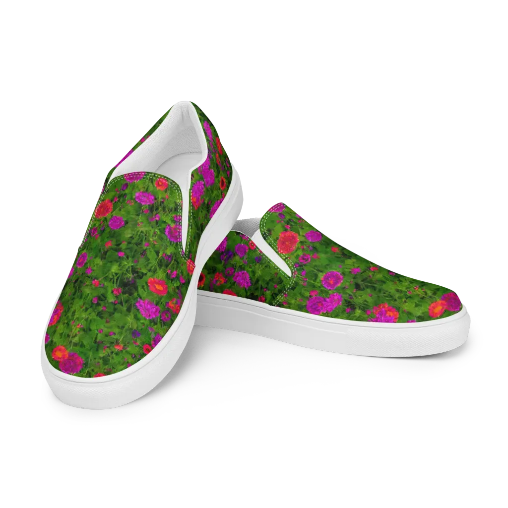 Electric Garden on Women's Slip-On Canvas Shoes — Left Front