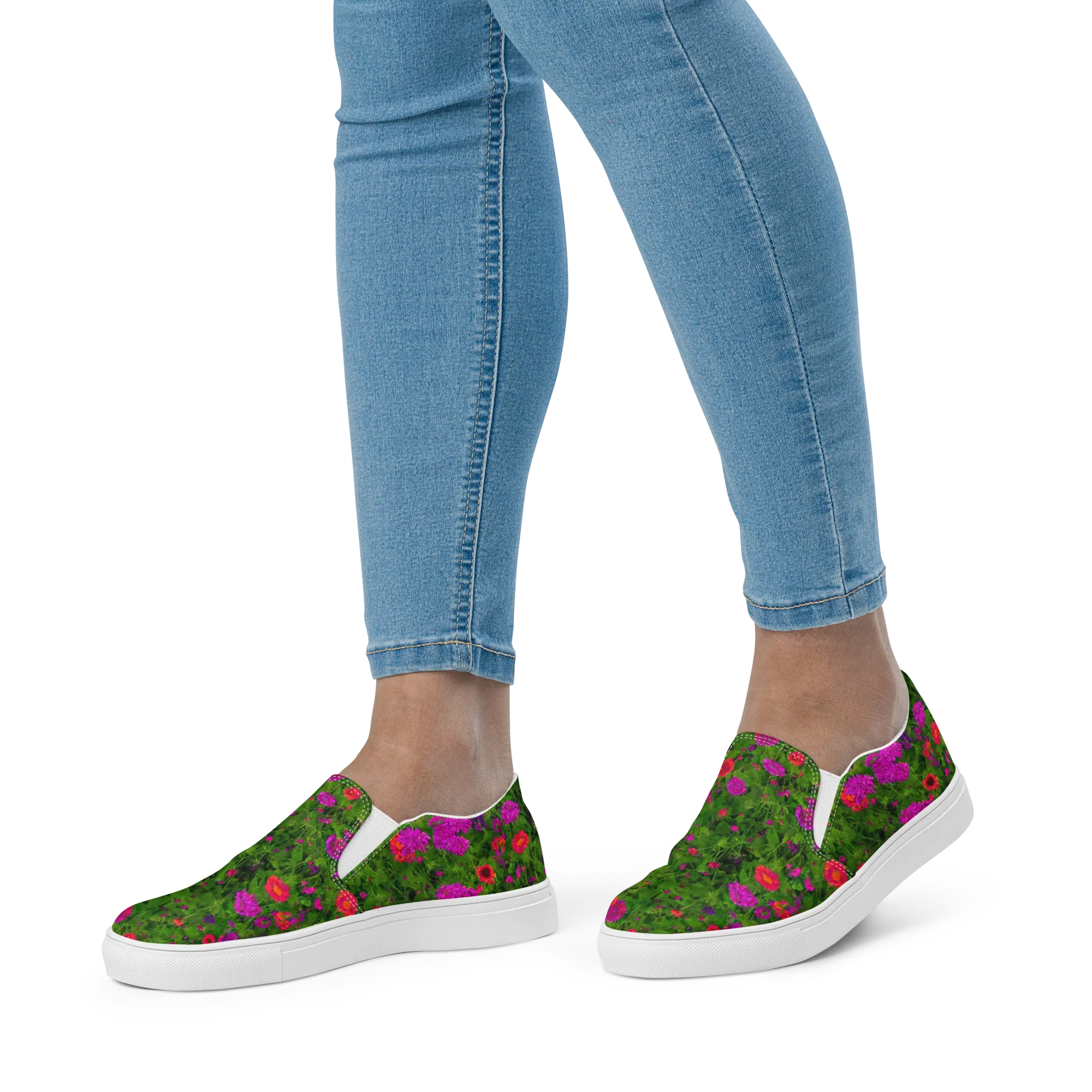 Electric Garden on Women's Slip-On Canvas Shoes — Front