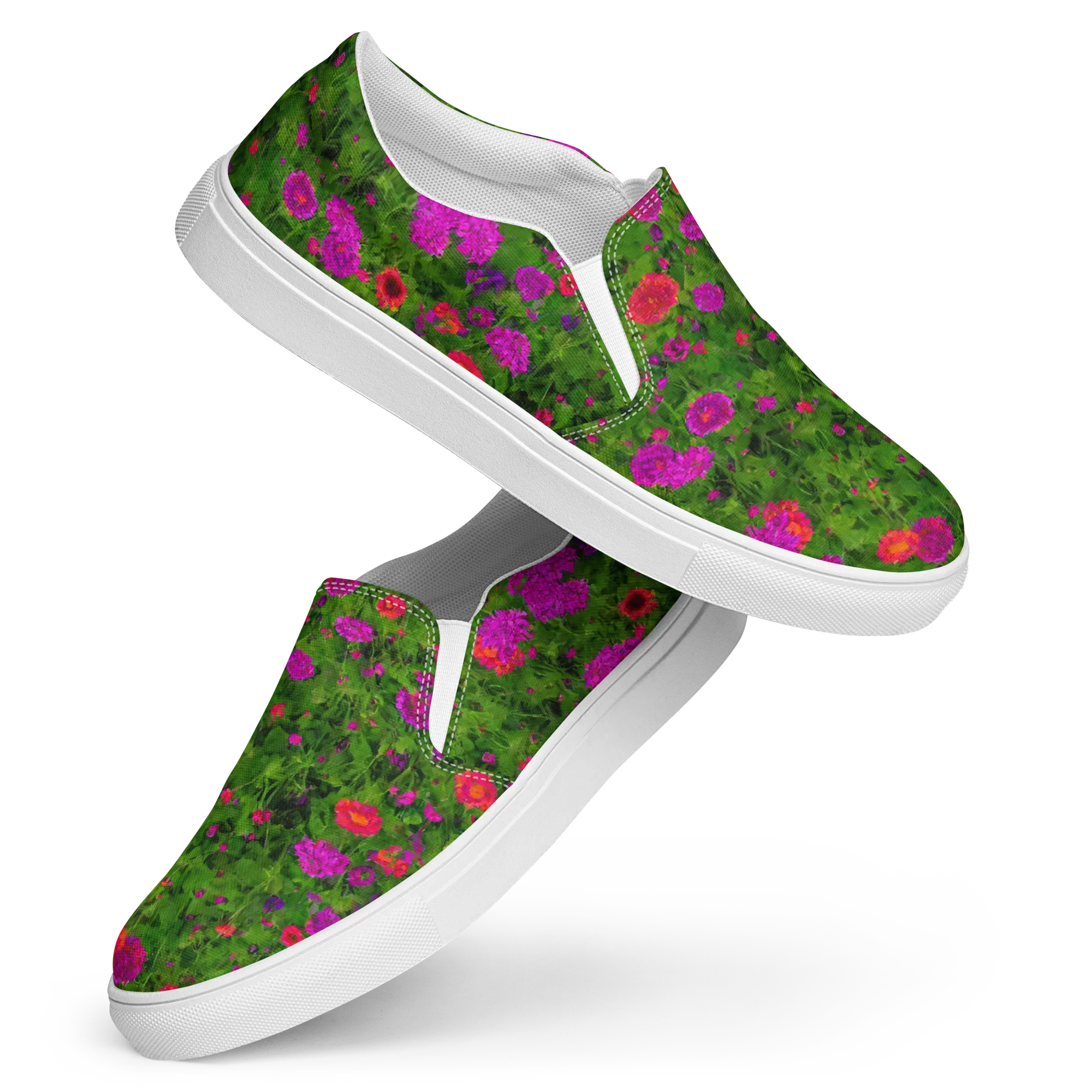 Electric Garden on Women's Slip-On Canvas Shoes — Front