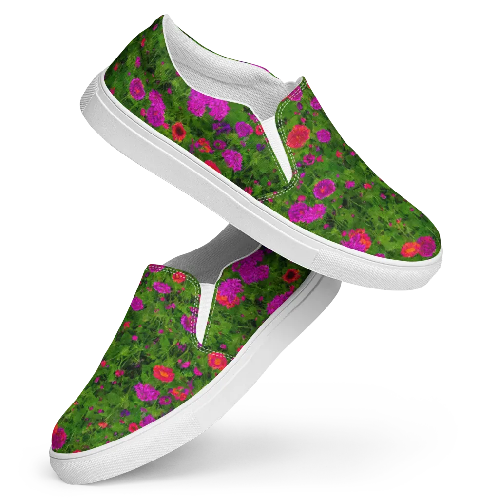 Electric Garden on Women's Slip-On Canvas Shoes — Front