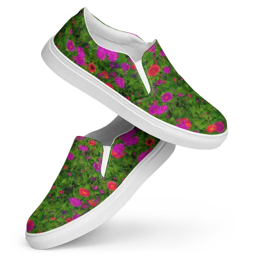 Electric Garden on a Women's Slip-On Canvas Shoes