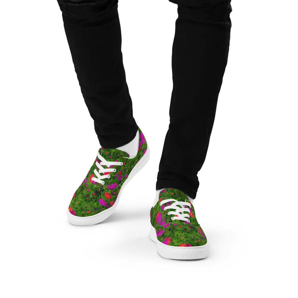 Electric Garden on Men's Lace-Up Canvas Shoes — Front