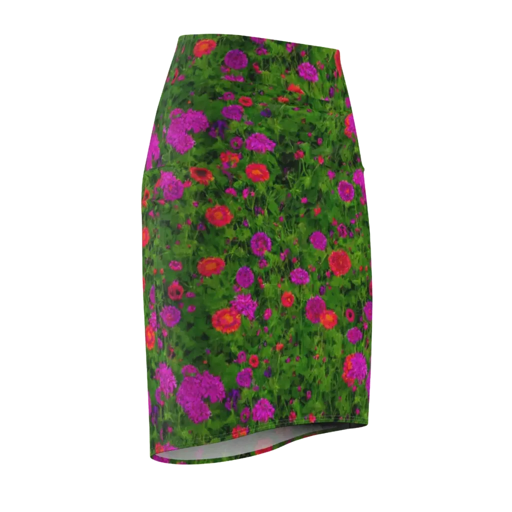 Electric Garden on Pencil Skirt — Front Side
