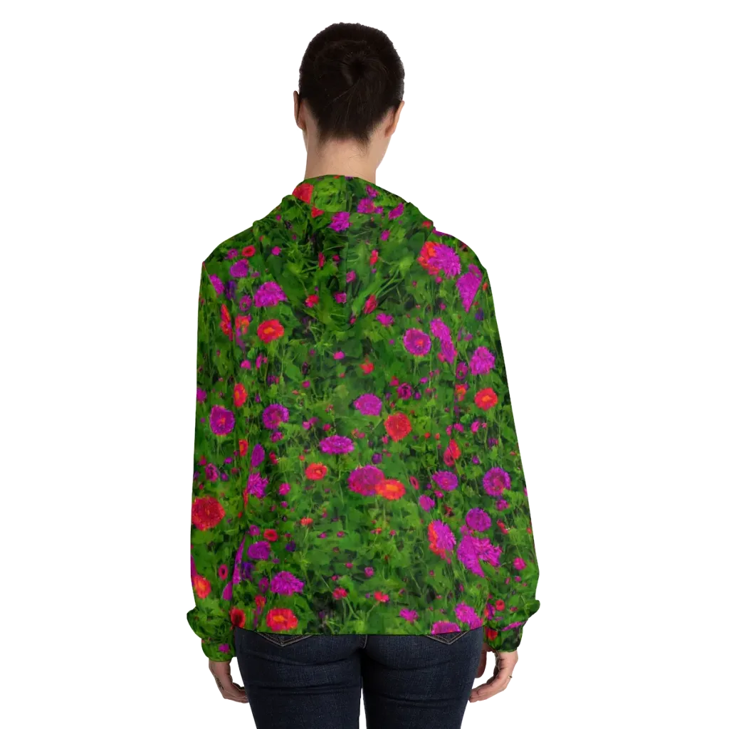 Electric Garden on Women's Full-Zip Hoodie — Back On Person