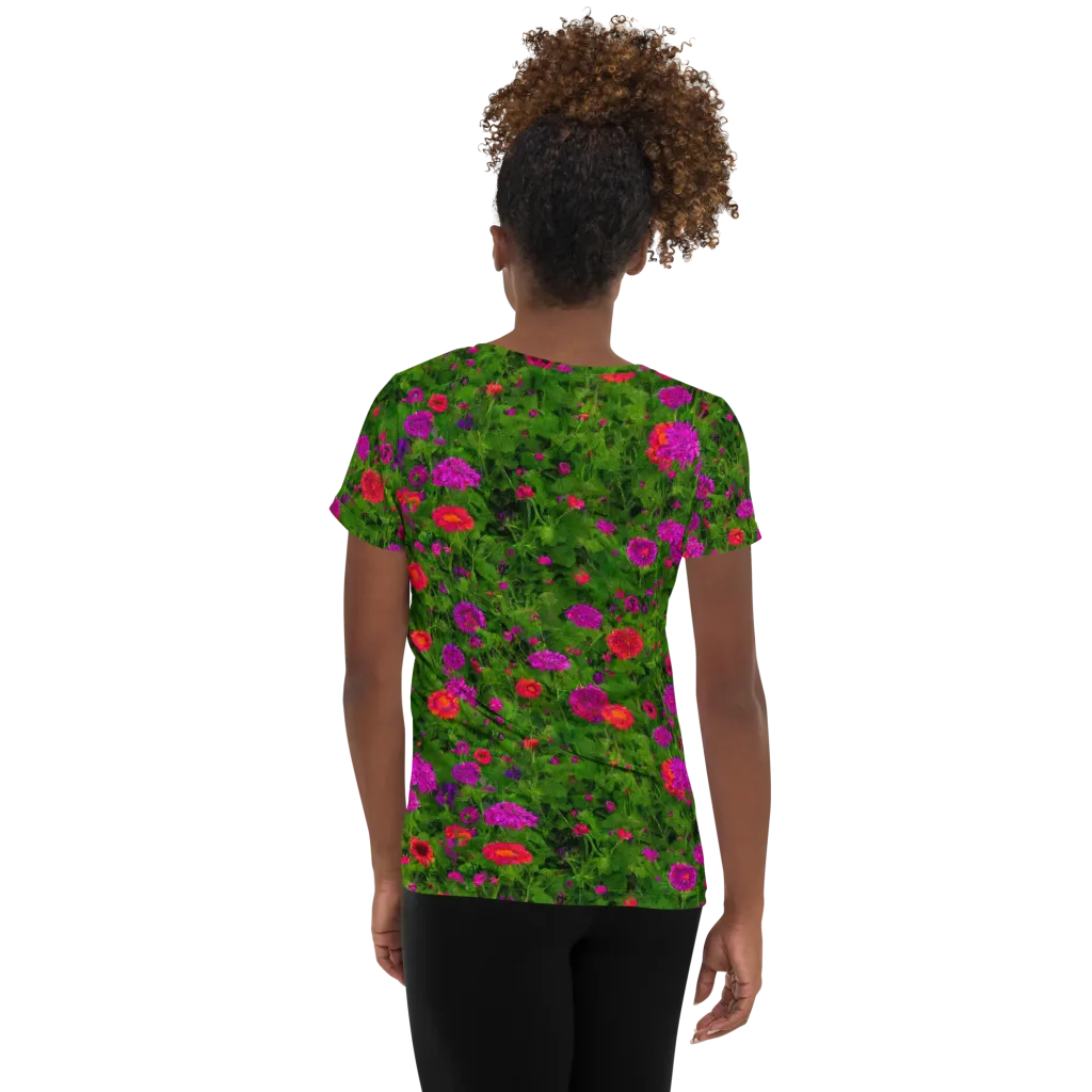 Electric Garden on Women's Athletic T-Shirt — Back