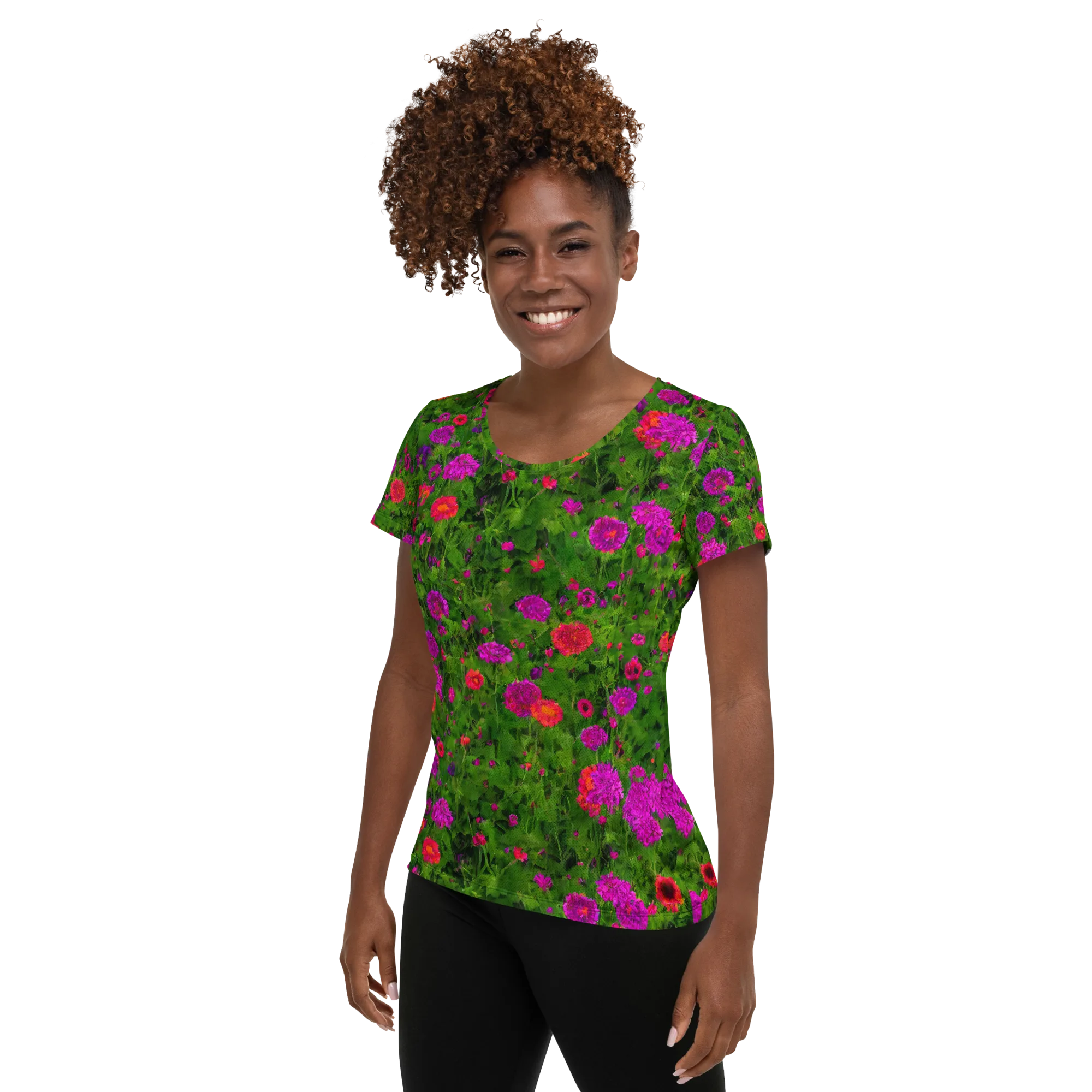 Electric Garden on Women's Athletic T-Shirt — Left