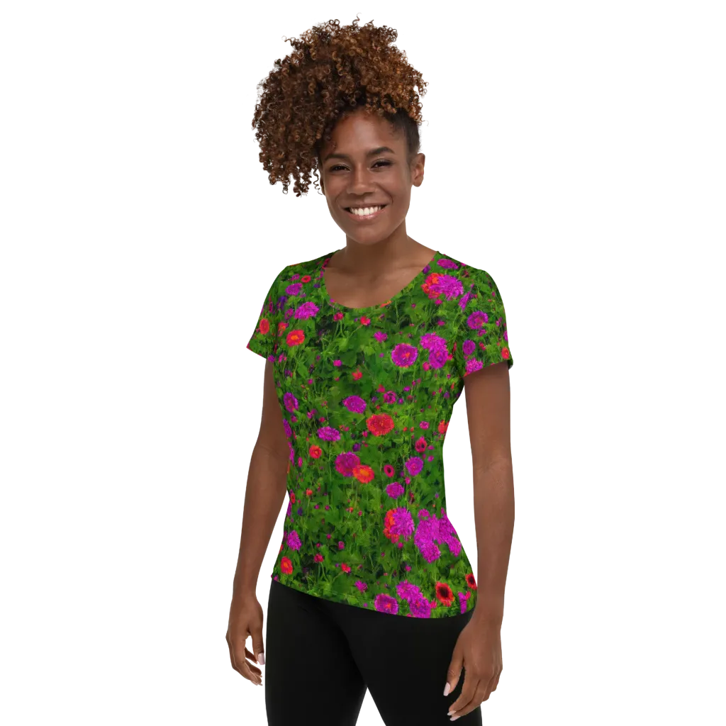 Electric Garden on Women's Athletic T-Shirt — Left