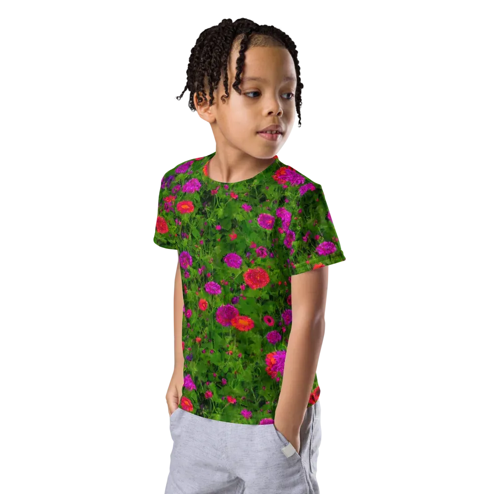 Electric Garden on Kids Crew Neck T-Shirt — Left Front