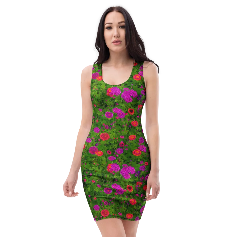 Electric Garden on Bodycon Dress — Front