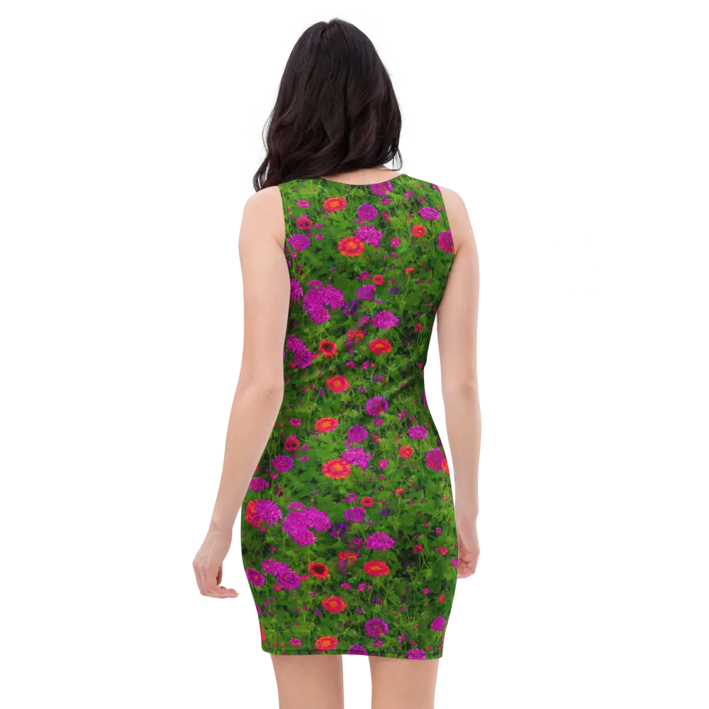 Electric Garden on Bodycon Dress — Back