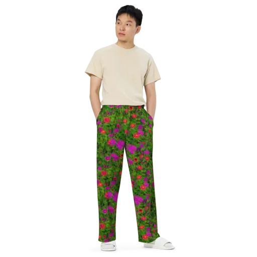 Electric Garden on a Wide-Leg Pants