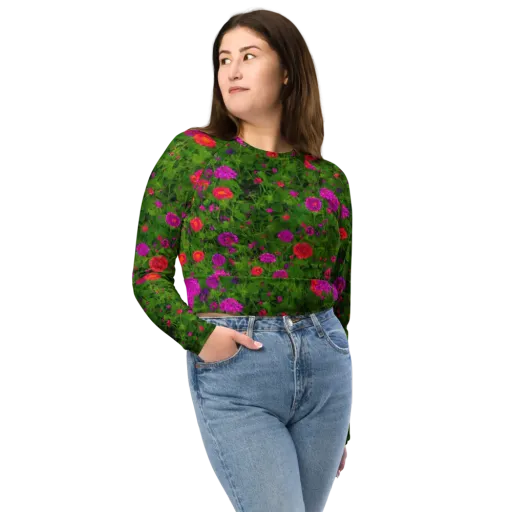 Electric Garden on a Long Sleeve Crop Top