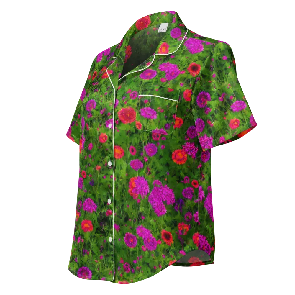 Electric Garden on Women's Short Sleeve Pajama Top — Left Front