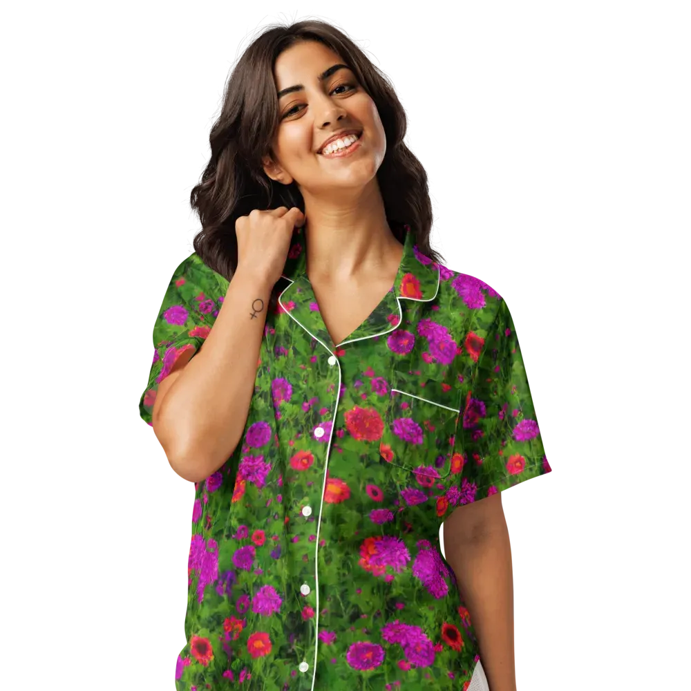 Electric Garden on Women's Short Sleeve Pajama Top — Front