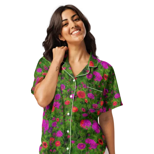 Electric Garden on a Women's Short Sleeve Pajama Top