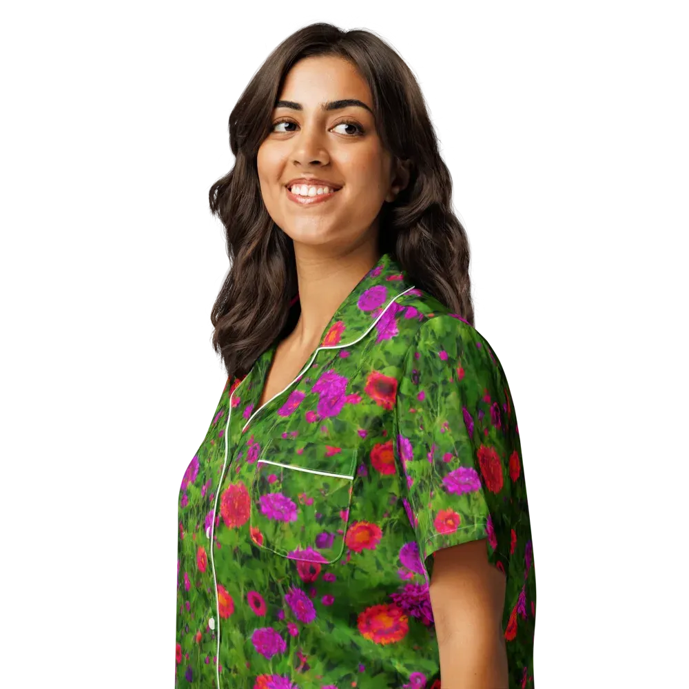 Electric Garden on Women's Short Sleeve Pajama Top — Left Front