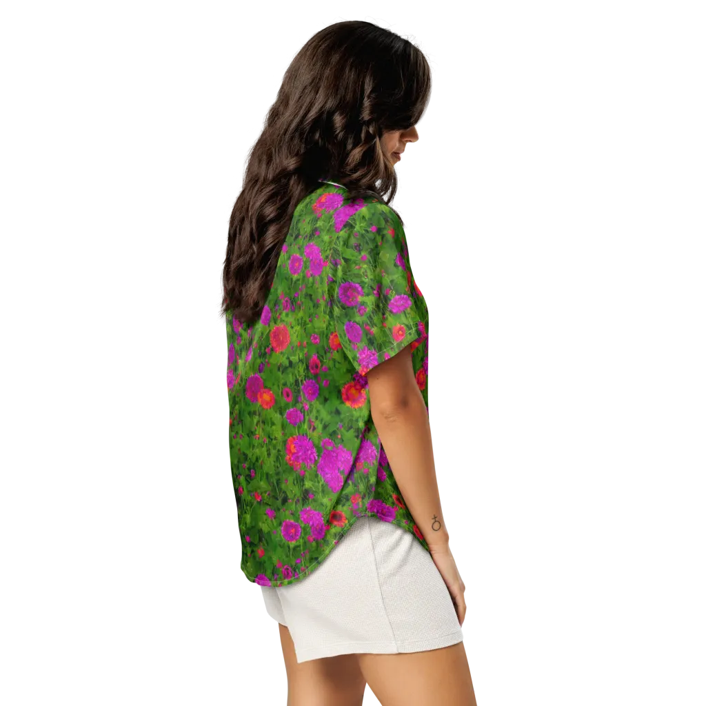 Electric Garden on Women's Short Sleeve Pajama Top — Right Back